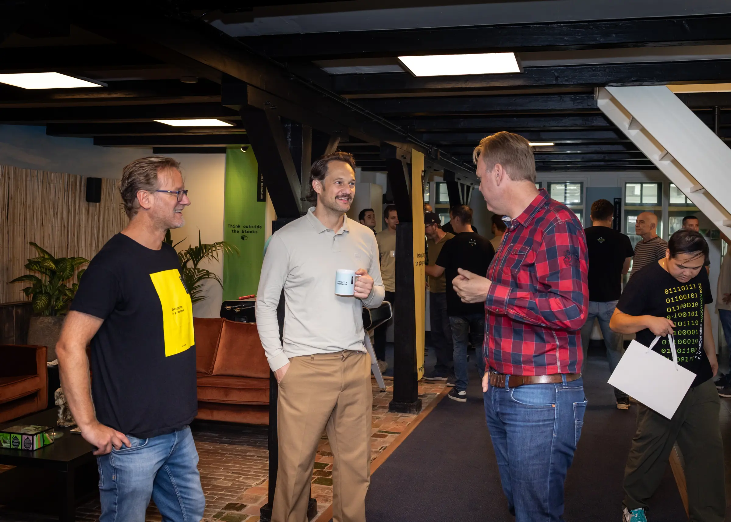 Inloop met koffie (Peter, Mark, Casper en Vincent)