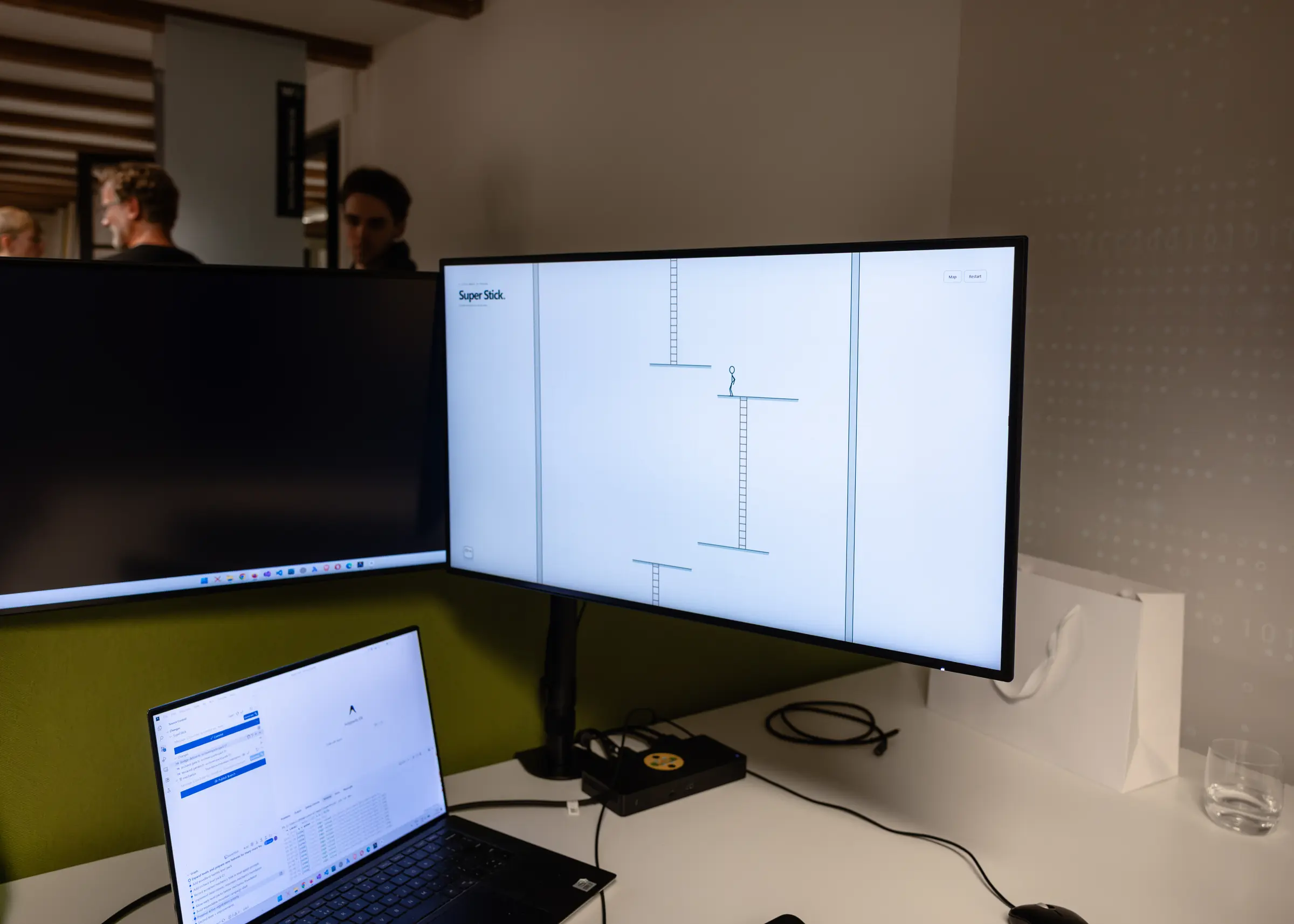 Super Stick-game op scherm